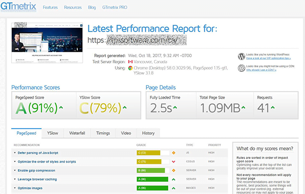 Page load speeds substantially improved after optimization