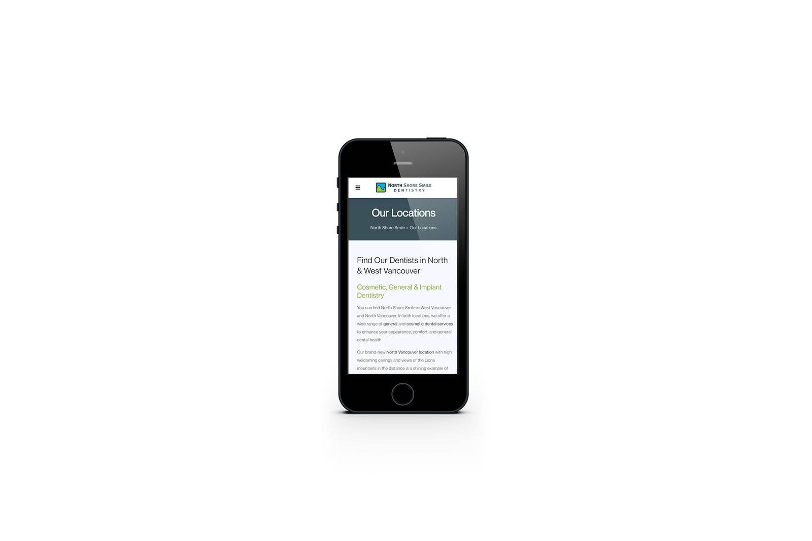 North shore smile dental website portfolio mobile
