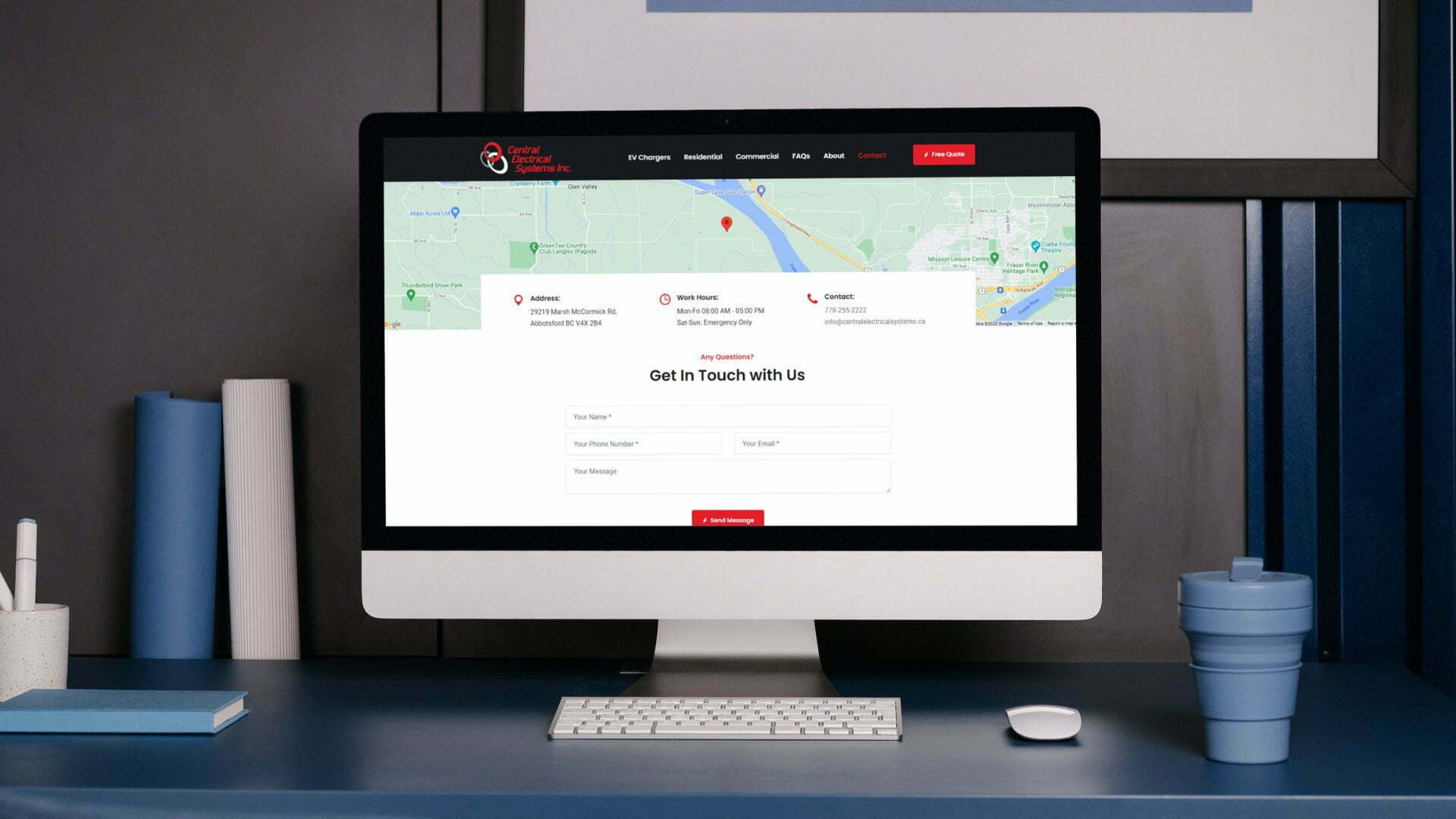 Central electrical systems web design web development contact page