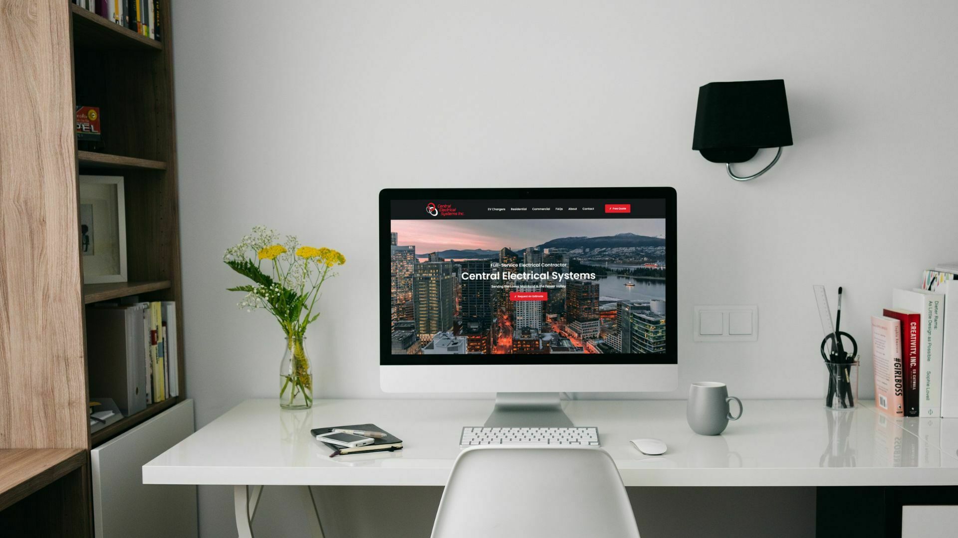 Central electrical systems web design web development homepage on desktop