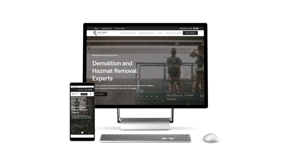 West crow contracting homepage desktop mobile