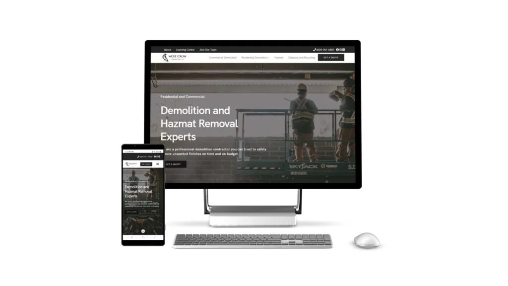 West crow contracting homepage desktop mobile