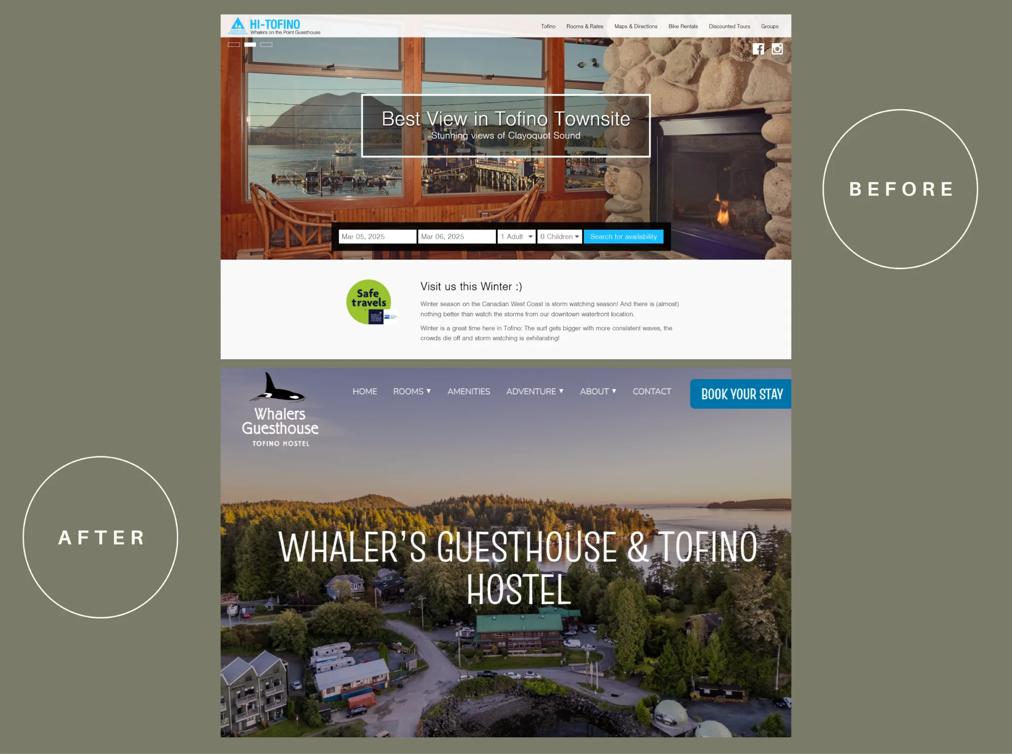 Tofino hostel before and after (1)